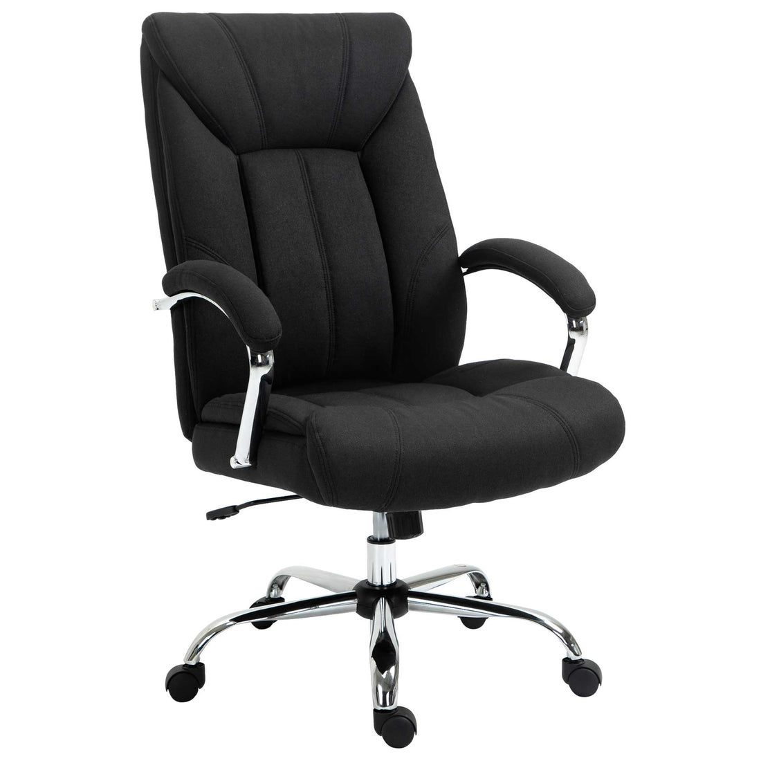 Vinsetto High Back Home Office Chair, Computer Desk Chair With Lumbar Back Support And Adjustable Height, Black Black Linen