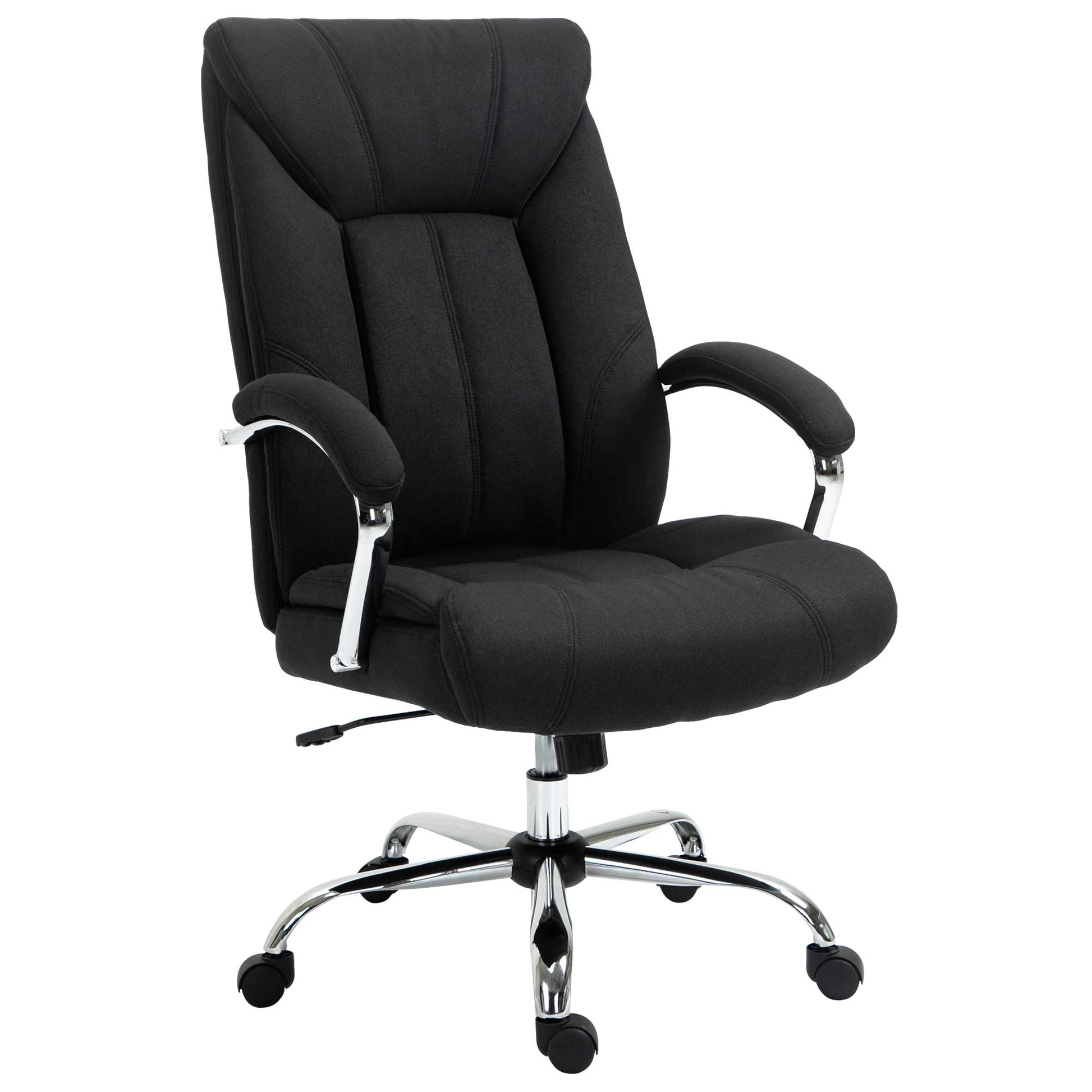Vinsetto High Back Home Office Chair, Computer Desk Chair With Lumbar Back Support And Adjustable Height, Black Black Linen