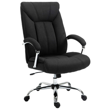 Vinsetto High Back Home Office Chair, Computer Desk Chair With Lumbar Back Support And Adjustable Height, Black Black Linen