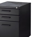 Contemporary Style File Cabinet With Lock System And Caster Support, Black Black Metal