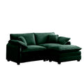 Two Seater Sofa With One Footrest, L Shaped 2 Seater Sofa With Ottoman For Small Living Spaces,Green Corduroy Green Corduroy 2 Seat