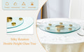 Double Layer Rotatable Round Glass.Golden Aluminum Plate,The Rotatable Design Makes It Convenient To Retrieve And Place Items.The Upper Glass Has A Diameter Of 20 Inches,The Lower Glass15 Inches.
