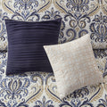 6 Piece Reversible Quilt Set With Throw Pillows Navy Tan King Cal King King Navy Cotton