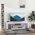 Homcom High Gloss Tv Stand Cabinet With Remote Controlled Led Lights, Media Tv Console Table With Storage Compartment For Tvs Up To 65