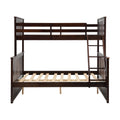 Twin Over Full Bunk Bed With Storage Drawers, Wooden Bunk Bed With Ladder And Safety Guard Rails Espresso Full Espresso Wood