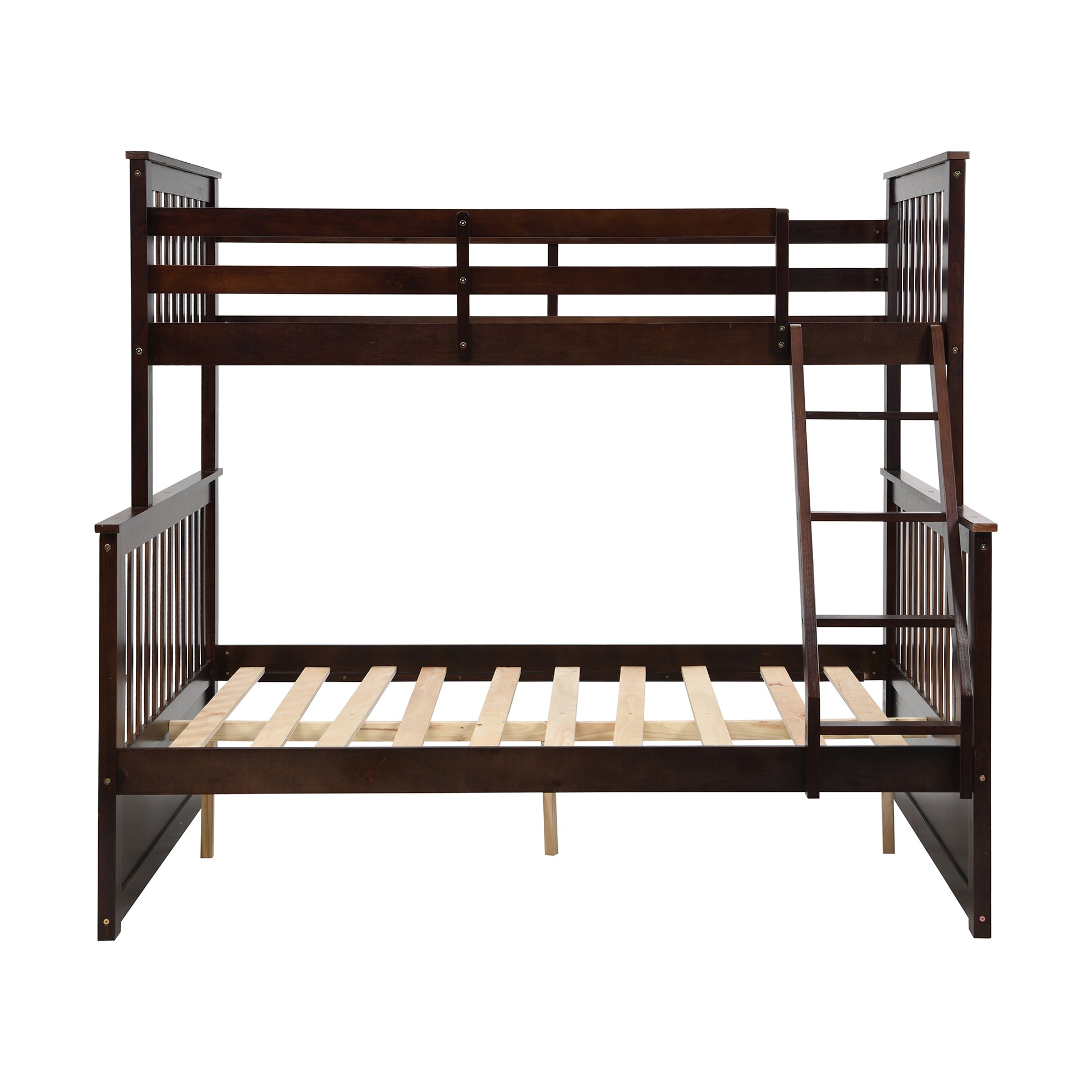 Twin Over Full Bunk Bed With Storage Drawers, Wooden Bunk Bed With Ladder And Safety Guard Rails Espresso Full Espresso Wood