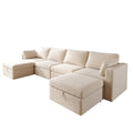 Modern Velvet Modular Sectional Sofa, U Shape Convertible Sofa Set With Pillows, Oversized Sectional Couches With Storage Ottomans For Living Room, Loft, Apartment, Office White 6 Seats White Wood Primary Living Space Medium Duty Pine 6 Seat White Velvet