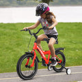 A14115 Kids Bike 14 Inch For Boys & Girls With Training Wheels, Freestyle Kids' Bicycle With Fender And Carrier. Red Steel