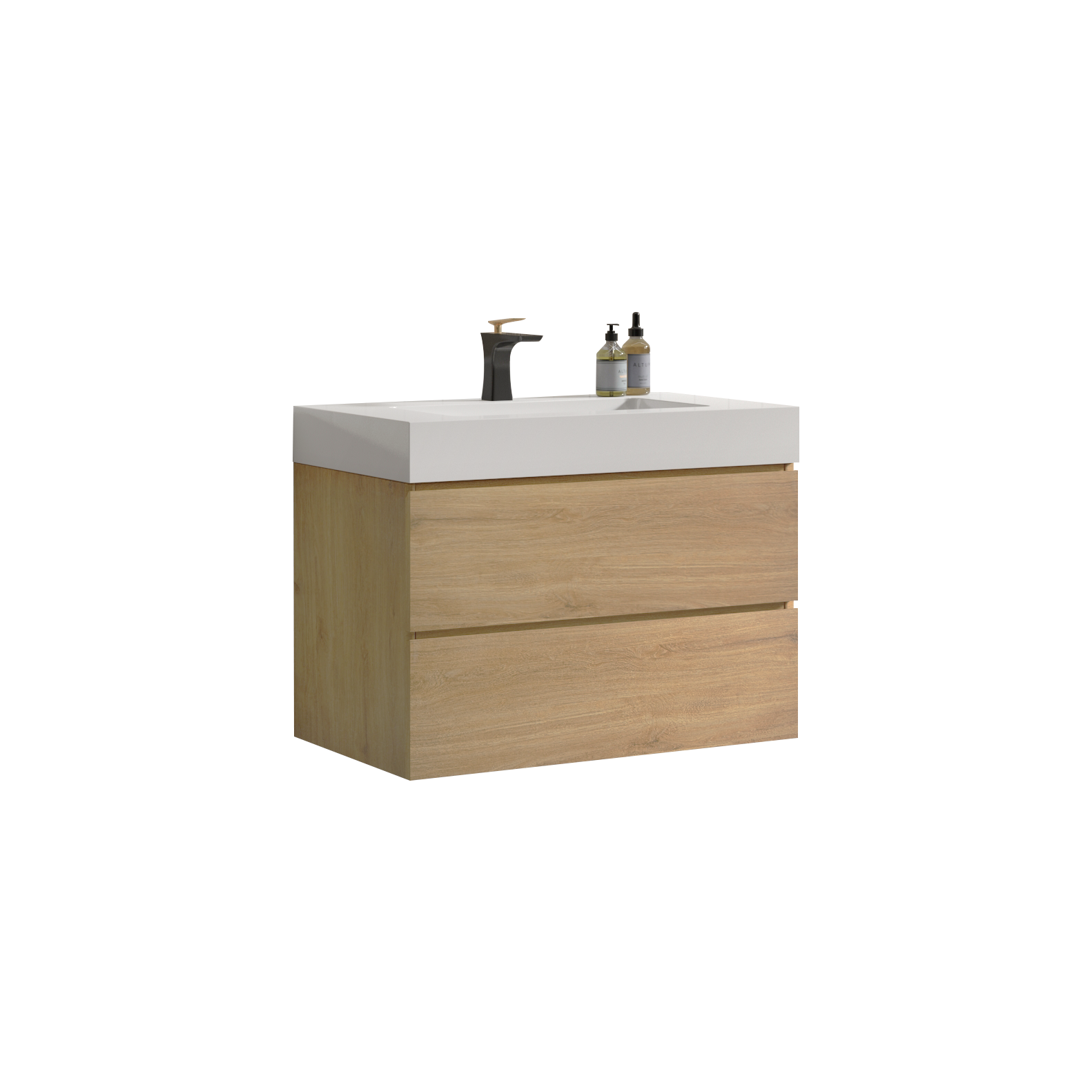 U041 Alice30 106 Alice 30" Natural Oak Bathroom Vanity With Sink, Large Storage Wall Mounted Floating Bathroom Vanity For Modern Bathroom, Pre Assembled Oak Melamine