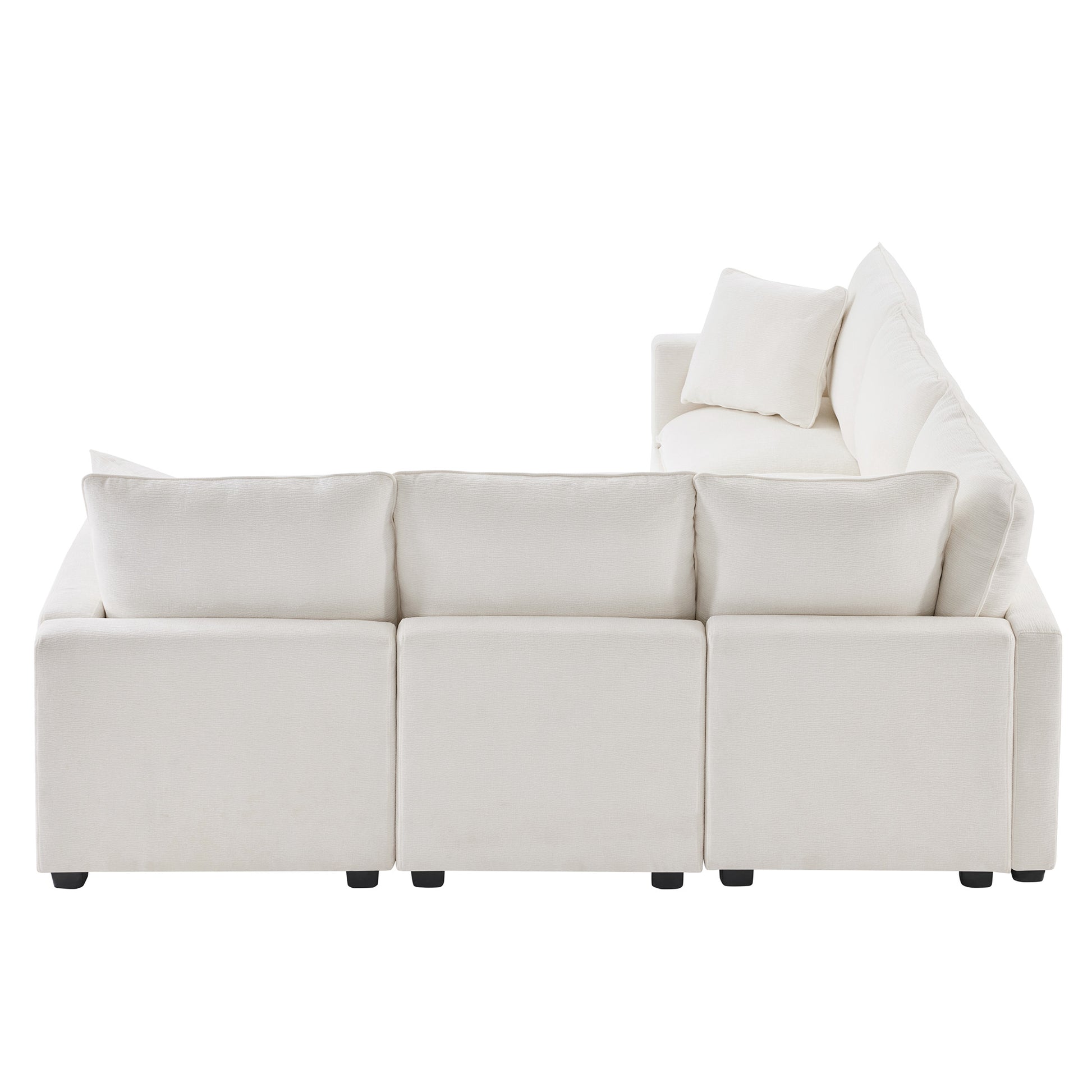 84*84" Modern L Shape Modular Sofa, 5 Seat Chenille Sectional Couch Set With 2 Pillows Included, Freely Combinable Indoor Funiture For Living Room, Apartment, Office, 2 Colors White Chenille 5 Seat