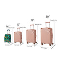 4 Piece Luggage Set, Abs 16 Inch 20 Inch 26 Inch 30 Inch Luggage, Carry On Luggage Set, With Password Lock And Swivel Wheels, Suitable For Travel And Carrying Green,Rose Gold Abs