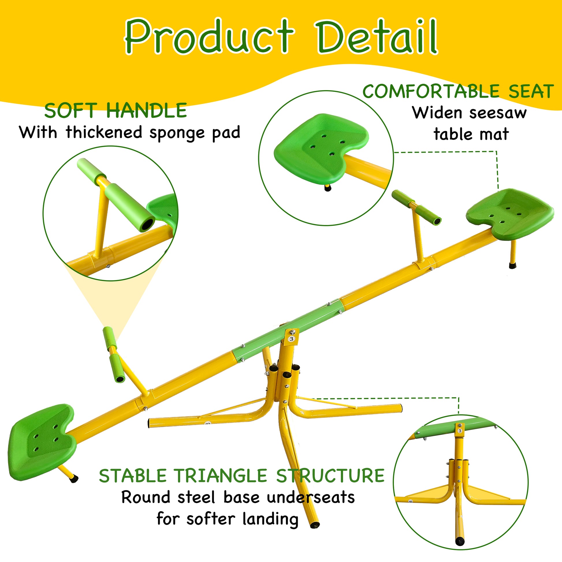 Garden Kids Playground Seesaw Steel Outdoor Seesaw 360 Degree Rotation Seesaw Playground Equipment Antique Yellow 200 Lbs & Over 5 To 8 Years Metal Indoor & Outdoor Use