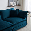 Mid Century Modern Couch 3 Seater Sofa With 2 Armrest Pillows And 3 Toss Pillows, Couch For Living Room Blue Chenille Blue Chenille 3 Seat