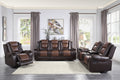 Modern Luxury Living Room Sofa Set 3Pc Reclining Sofa Loveseat Glider Reclining Chair Formal Furniture Premium Faux Leather Upholstery Comfortable Two Tone Brown Finish Dark Brown,Light Brown Faux Leather Wood Primary Living Space Luxury,Modern