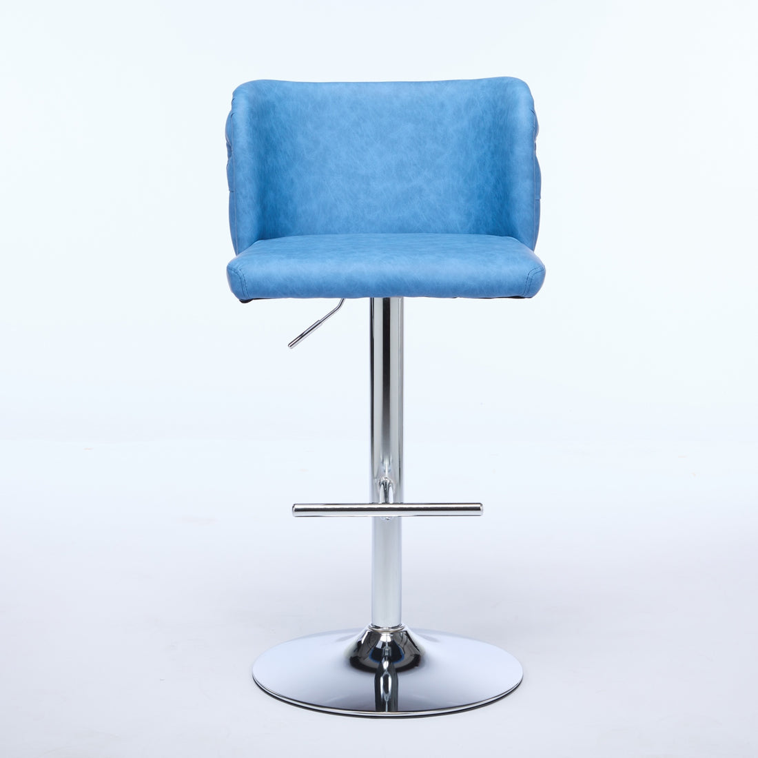 Swivel Barstools Adjusatble Seat Height With Chrome Base, Modern Pu Upholstered Bar Stools With The Whole Back Tufted, For Home Pub And Kitchen Island,Blue, Set Of 2 Blue American Design Bar Stools Set Of 2 Foam Pu Leather