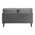 Modern Contemporary 2Pc Sofa Set Gray Sofa Loveseat Velvet Upholstery Dark Brown Legs Solid Wood Living Room Furniture Gray Velvet Wood Primary Living Space Modern Solid Wood 5 Seat