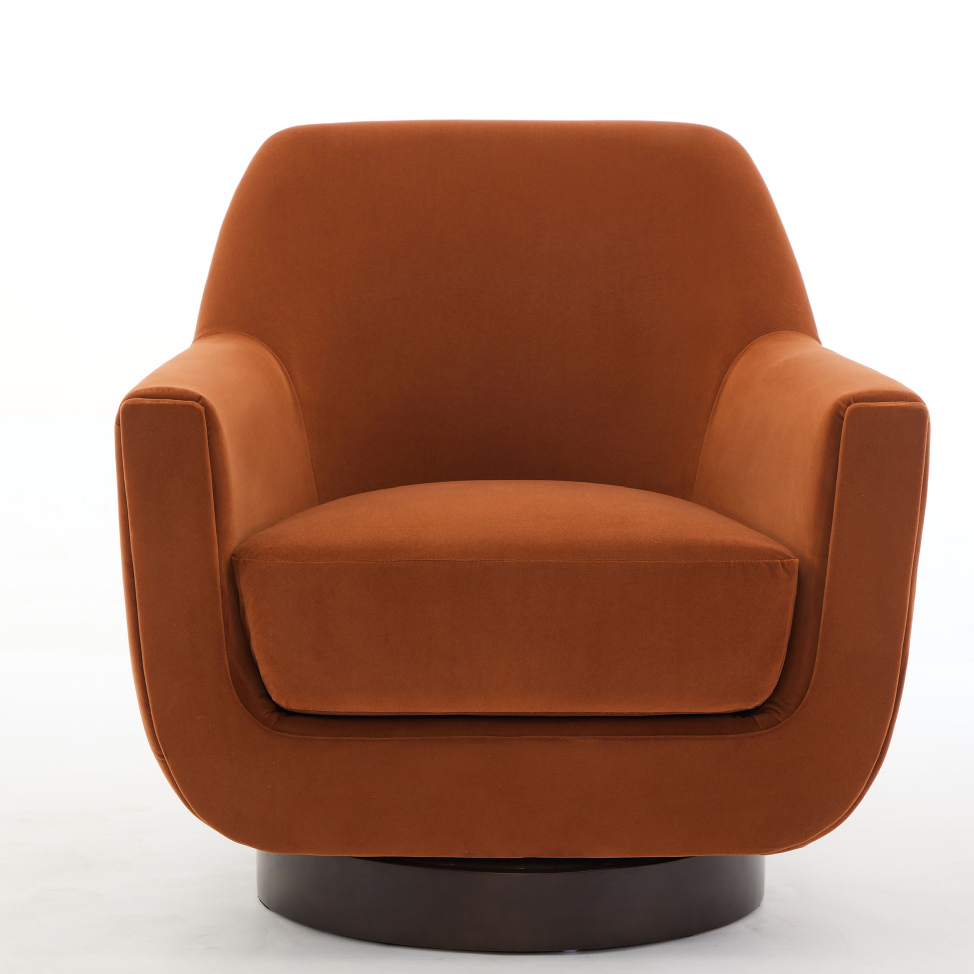 U Shaped Fully Assembled Swivel Chair Velvet Accent Chair Armchair Round Barrel Chair For Living Room Bedroom, Burnt Orange Burnt Orange Velvet