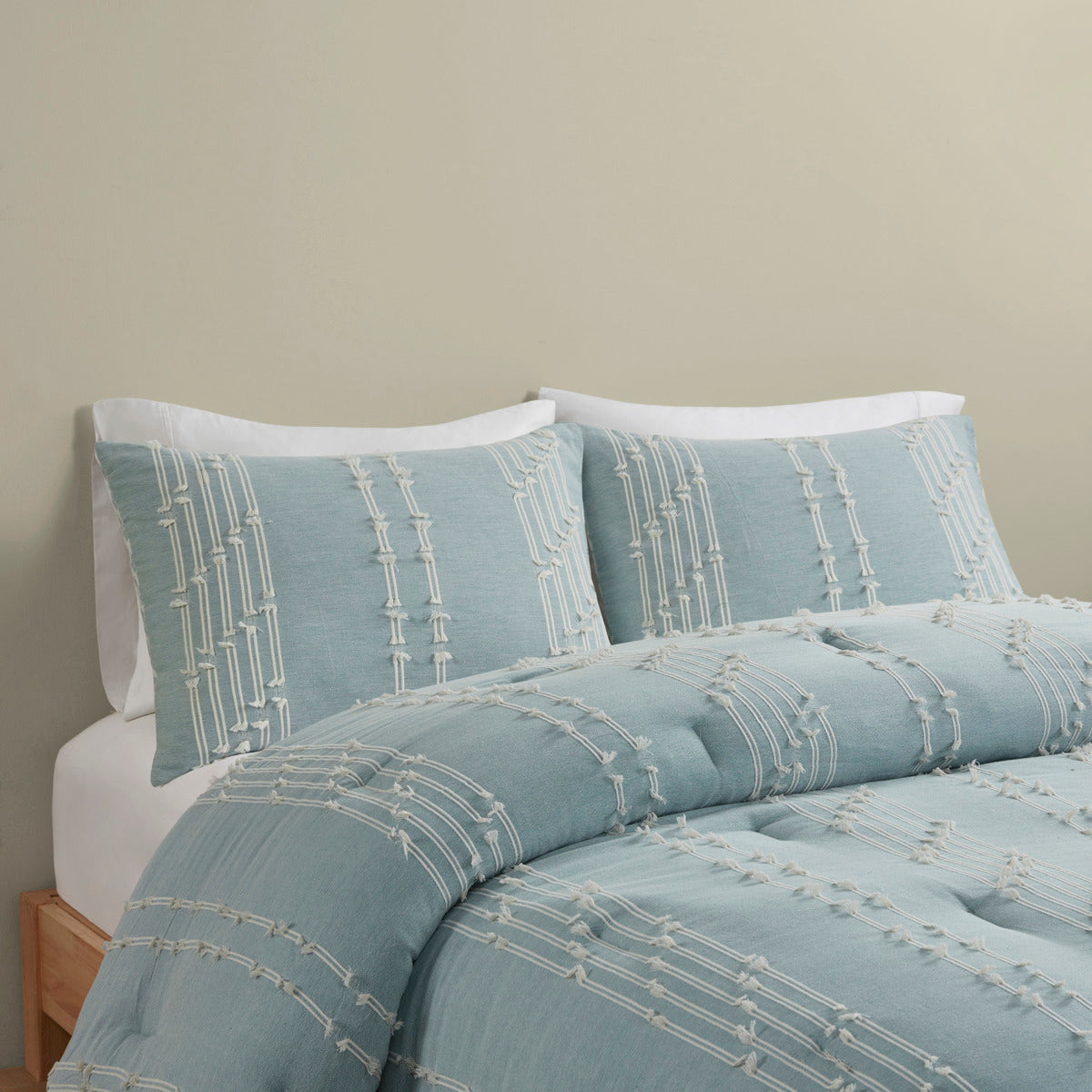 3 Piece Cotton Jacquard Comforter Set Aqua King Cal King King Aqua Cotton