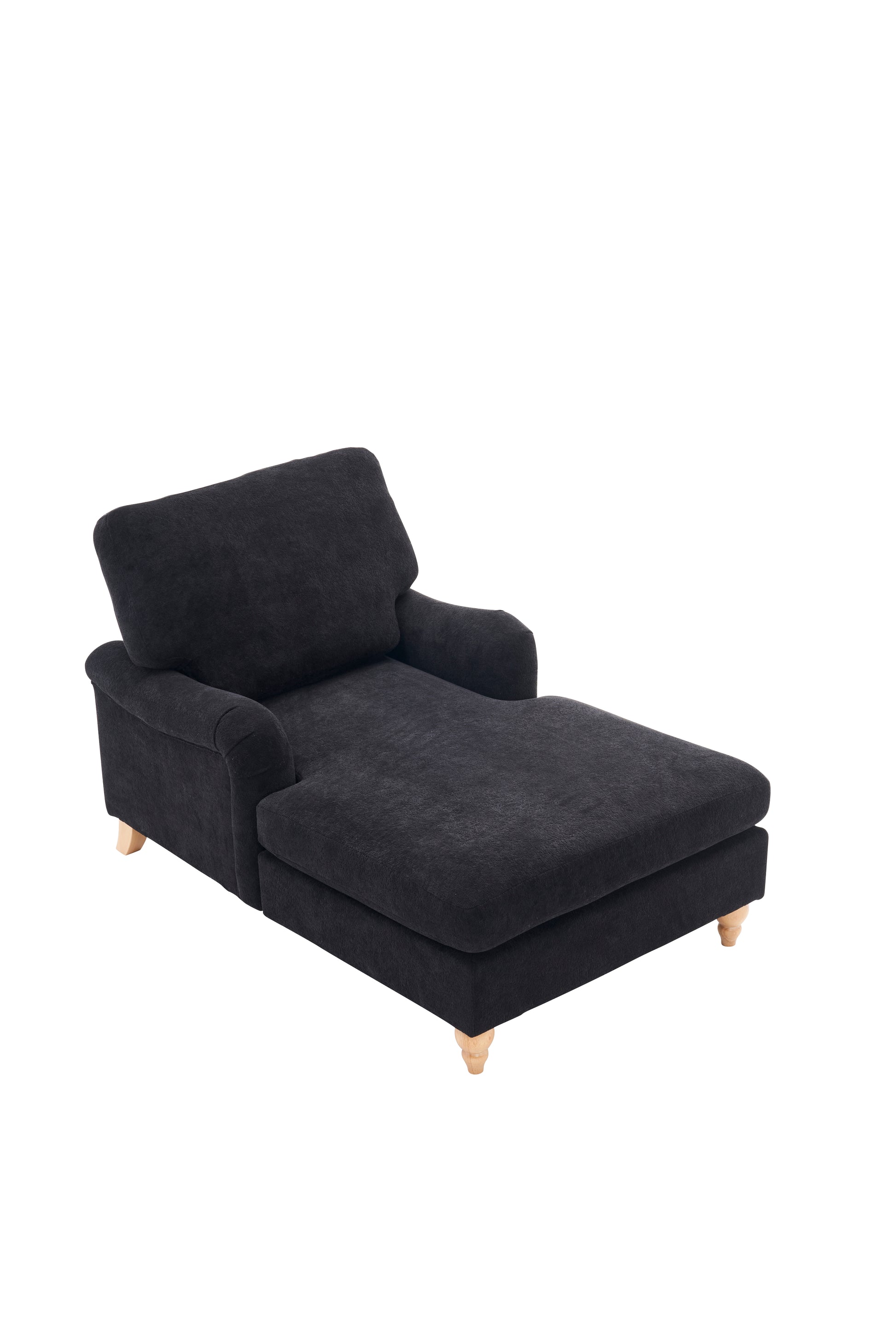 Modern Mid Century Indoor Oversized Chaise Lounger Comfort Sleeper Sofa With Soild Wood Legs Black Foam 1 Seat