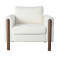 Oversized Accent Chair, Upholstered Living Room Chairs Single Sofa Chair With Walnut Legs, Curved Handrail, White White Teddy