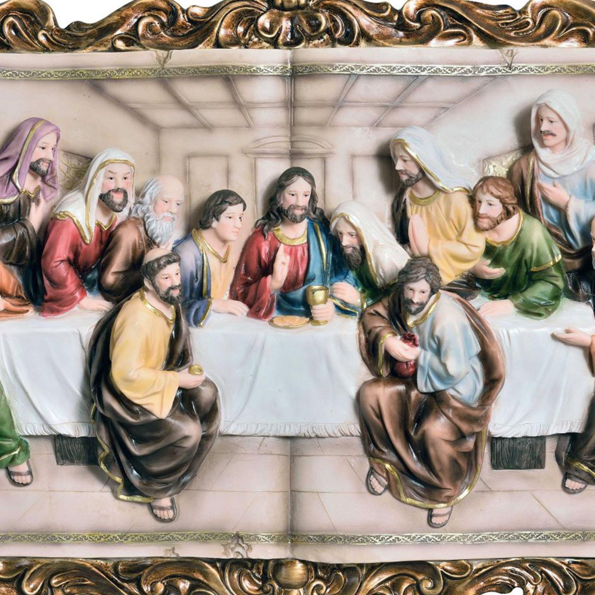 28" Tall Polyresin Decorative Plaque, Last Supper Multicolor Polyresin