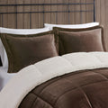 Plush To Sherpa Down Alternative Comforter Set King Brown Ivory Polyester