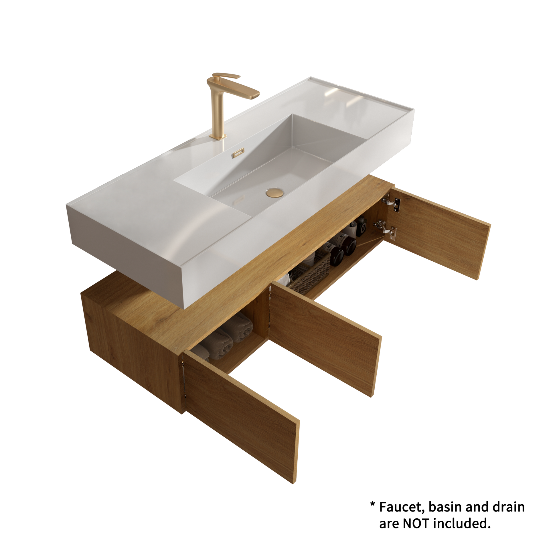 Cc0648W106 Bathroom Floating Cabinet, Oak Finish