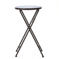 Azure End Table - White Blue Ceramic Tile Iron