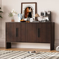 4 Door Large Storage Retro Sideboard With Adjustable Shelves And Long Handles For Kitchen, Dining Room And Living Room Espresso Espresso Mdf