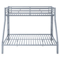 Twin Xl Over Queen Metal Bunk Bed With Ladder And Guardrails, Silver Box Spring Not Required Twin Xl Silver Metal Metal