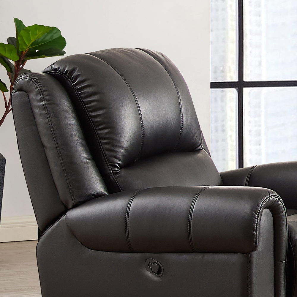 Marco Leather Recliner Black Memory Foam Genuine Leather