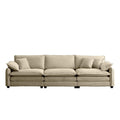 Mid Century Modern 3 Seater Sectional Sofa With 2 Arm Pillows And 3 Throw Pillows,Tan Corduroy Fabric Tan Corduroy 3 Seat