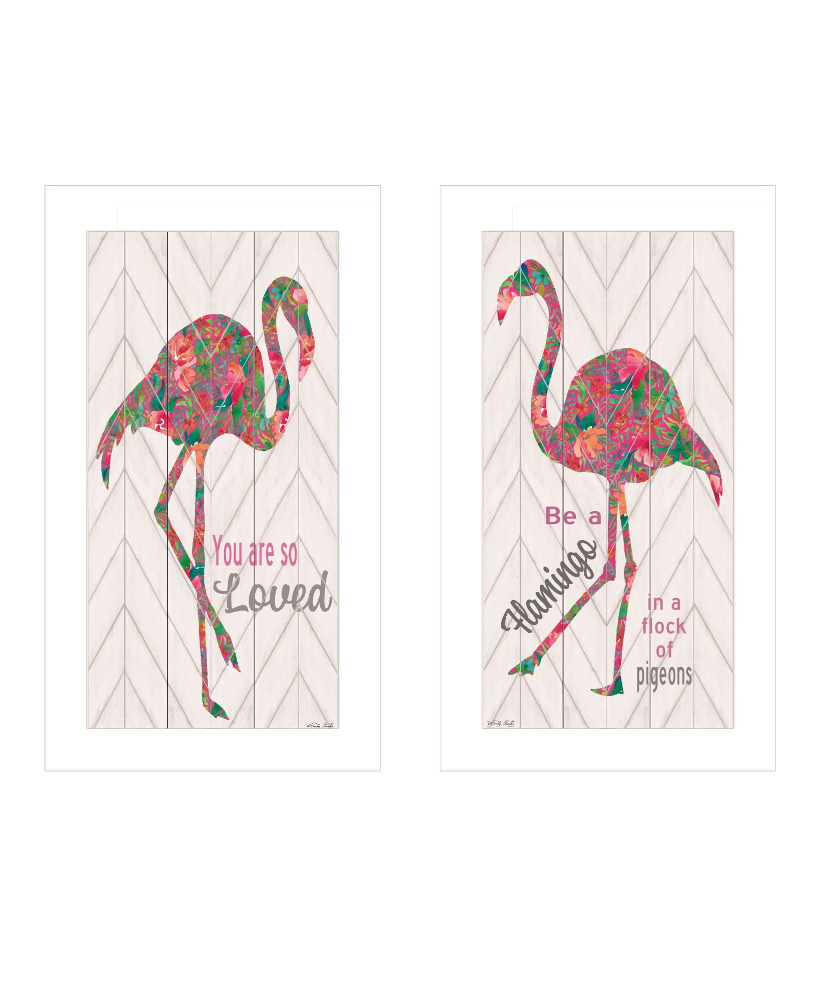 "Flamingo'S A Matrix Colors " Framed Wall Art For Living Room, Wall Art Print For Home Decor, Bedroom Wall Art By Cindy Jacobs Multicolor Wood Paper