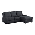 2 Piece Reclining Sectional With Right Chaise Chenille Fabric Upholstery Drop Down Cup Holders Modern Living Room Furniture Ebony Chenille Primary Living Space Plywood,Solid Wood 3 Seat