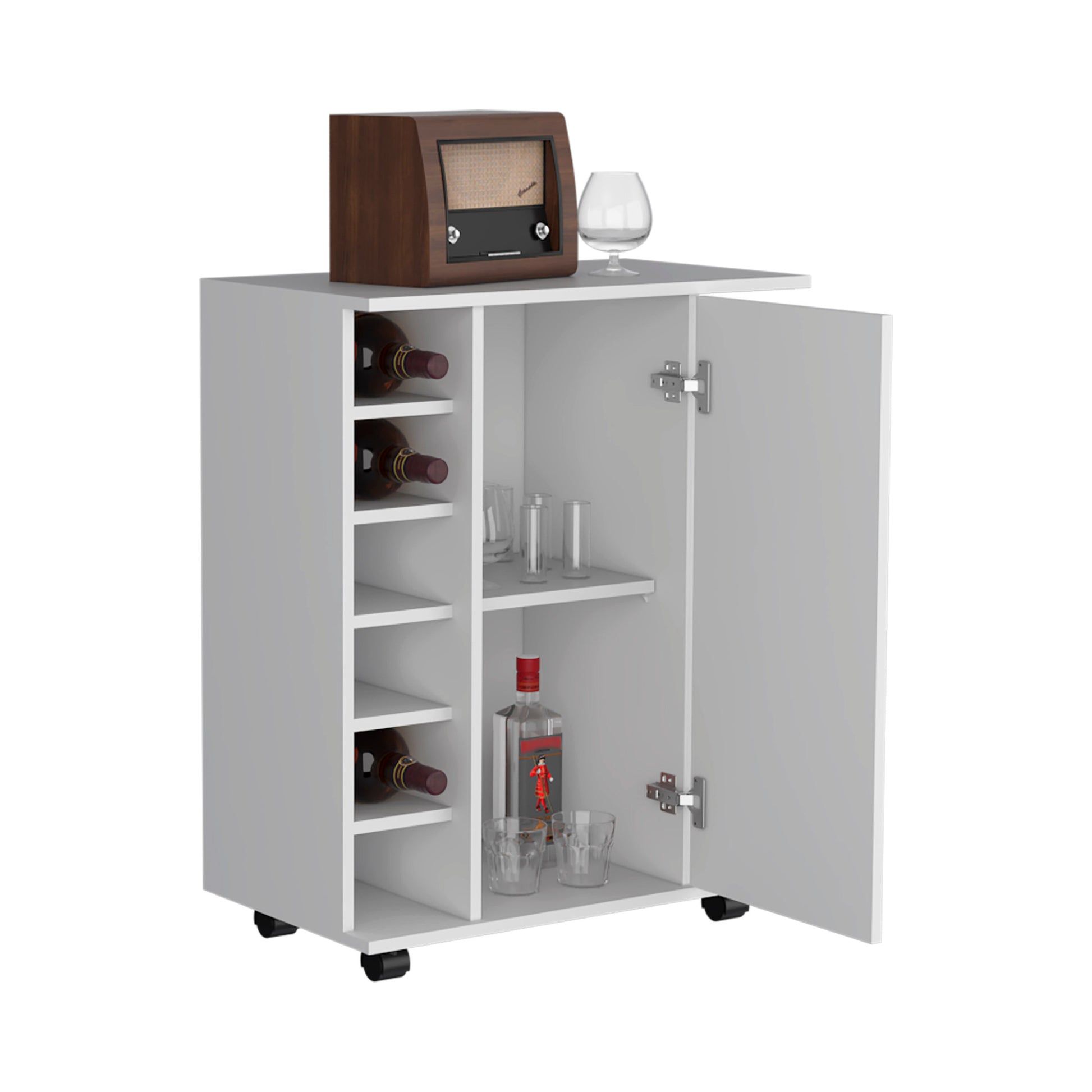 Lothian Bar Cart With Casters, 2 Side Storage