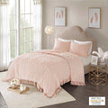 Tufted Cotton Chenille Medallion Fringe Coverlet Mini Set Blush King Cal King King Blush Cotton