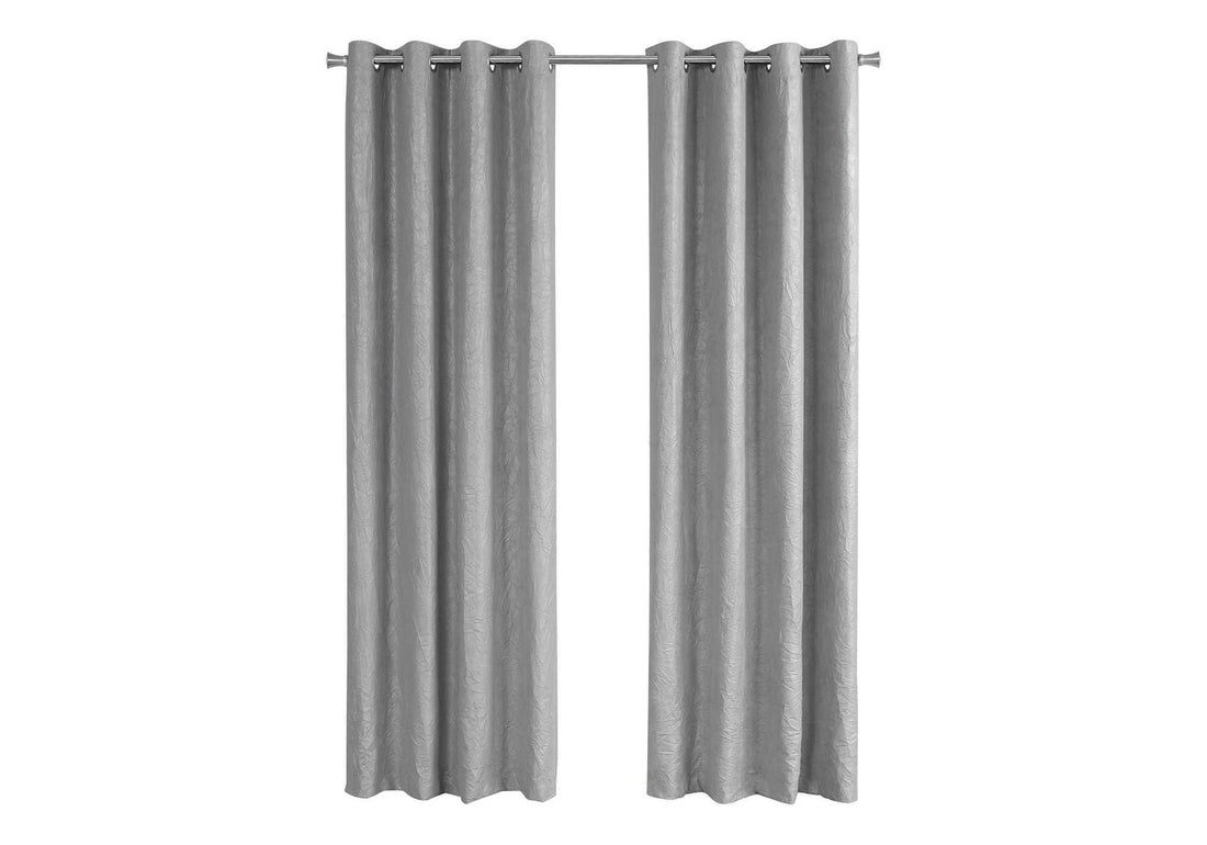 Curtain Panel, 2Pcs Set, 54"W X 84"L, Room Darkening, Grommet, Living Room, Bedroom, Kitchen, Grey Micro Suede, Contemporary, Modern Silver Polyester