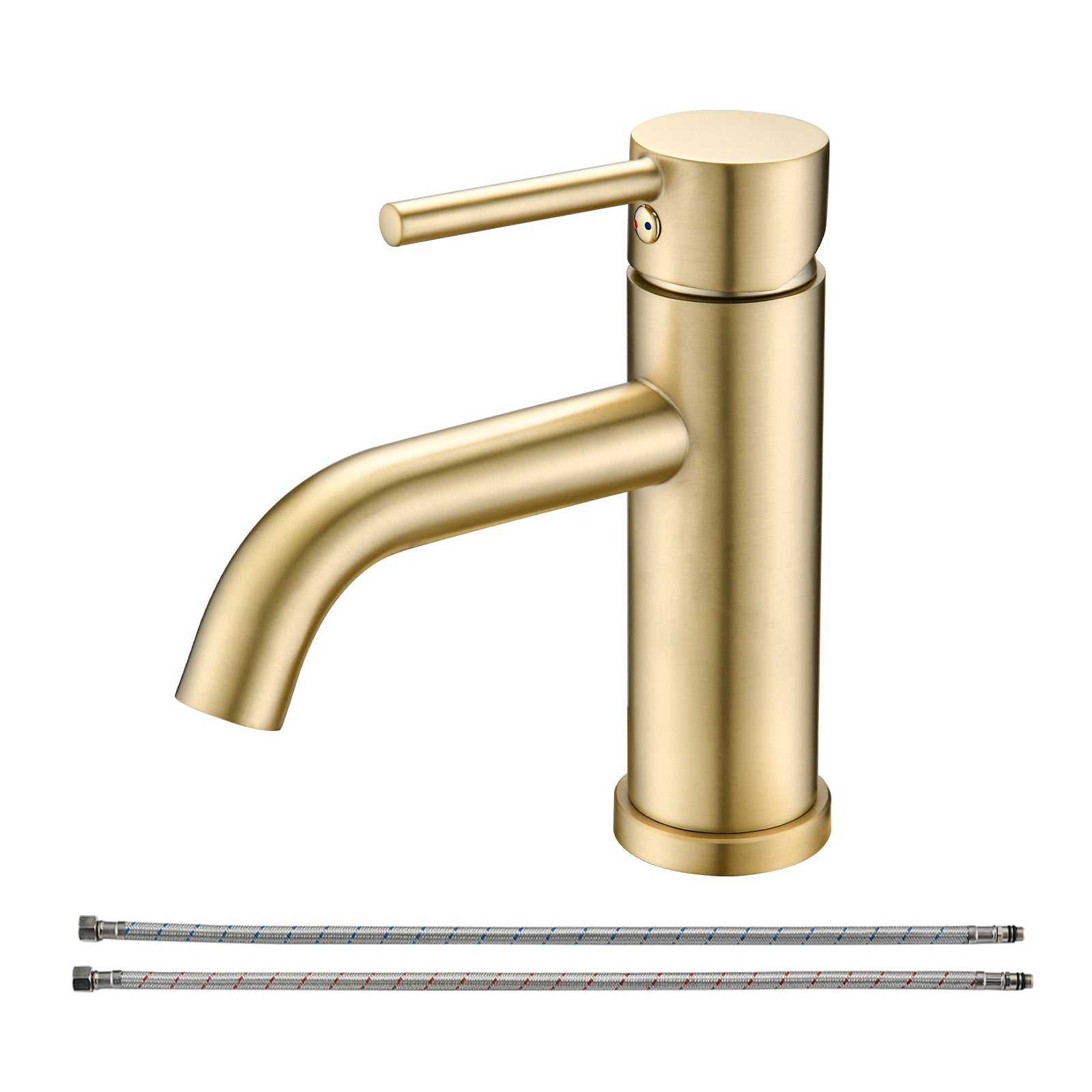 Bathroom Faucet Single Hole Modern Bathroom Sink Faucet Vanity Bathroom Faucet One Brushed Gold Deck Mounted Cartridge Valve Single Hole Faucets Bathroom Modern 1 Hole Faucets Stainless Steel