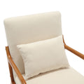 Coolmore Modern Accent Chair, Solid Wood Padding Lounge Armchairs With One Pillow For Living Room, Bedroom, Guest Room Beige Beige Brown Primary Living Space Modern Rubberwood Foam Velvet
