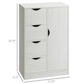 Homcom Freestanding Storage Cabinet, Bathroom Floor Cabinet With 4 Drawers And Door, White Wood Grain White Engineered Wood