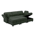 Modular Sectional Sofa Couch Bed With Storage 6 Seater, Sleeper Sofa Bed Couch With Reversible Chaise Ottomans, Adjustable Arms And Backs Green Green Polyester 3 Seat