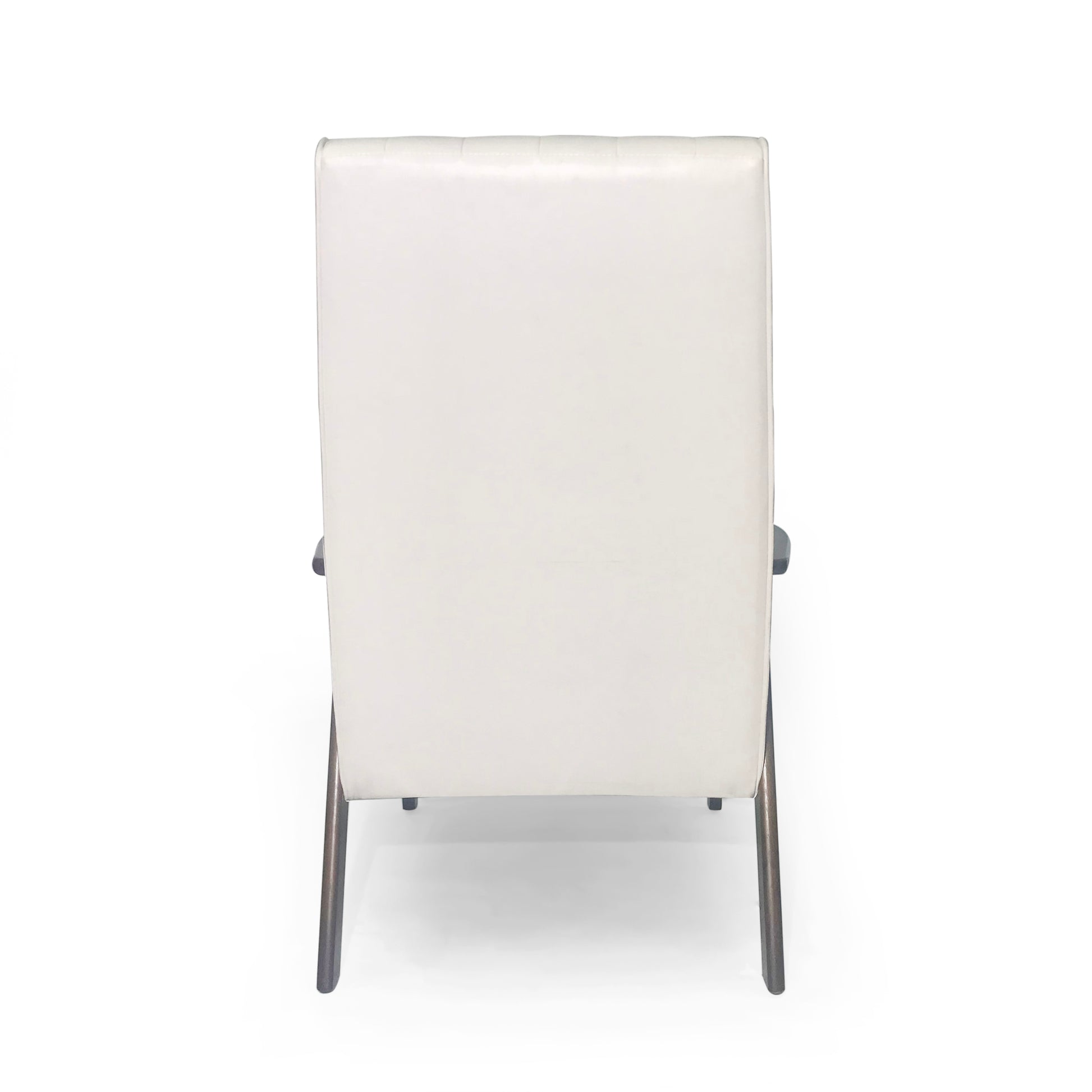 Mid Century Modern Upholstered Accent Chair, Snow White Faux Leather White Espresso Primary Living Space Rubberwood Foam Faux Leather