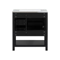 30Inch Transitional Style Bathroom Vanity Cabinet Combo With Ceramic Sink,Soft Close Door Black Bathroom Solid Wood Mdf