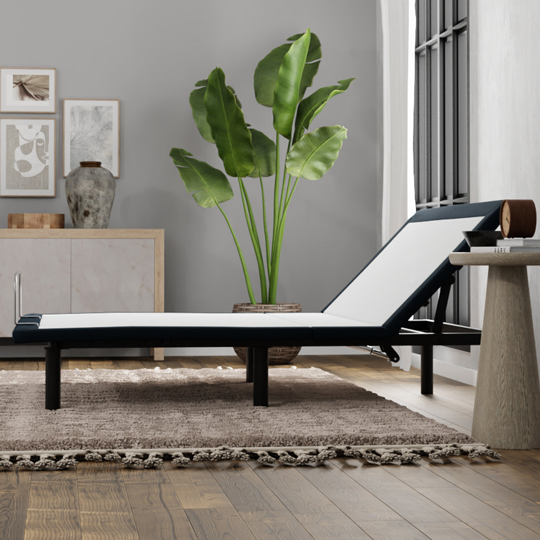 Model H Adjustable Base Queen: Head Up Queen Grey Metal