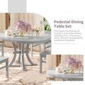 5 Piece Rustic Round Pedestal Extendable Dining Table Set With 15.7