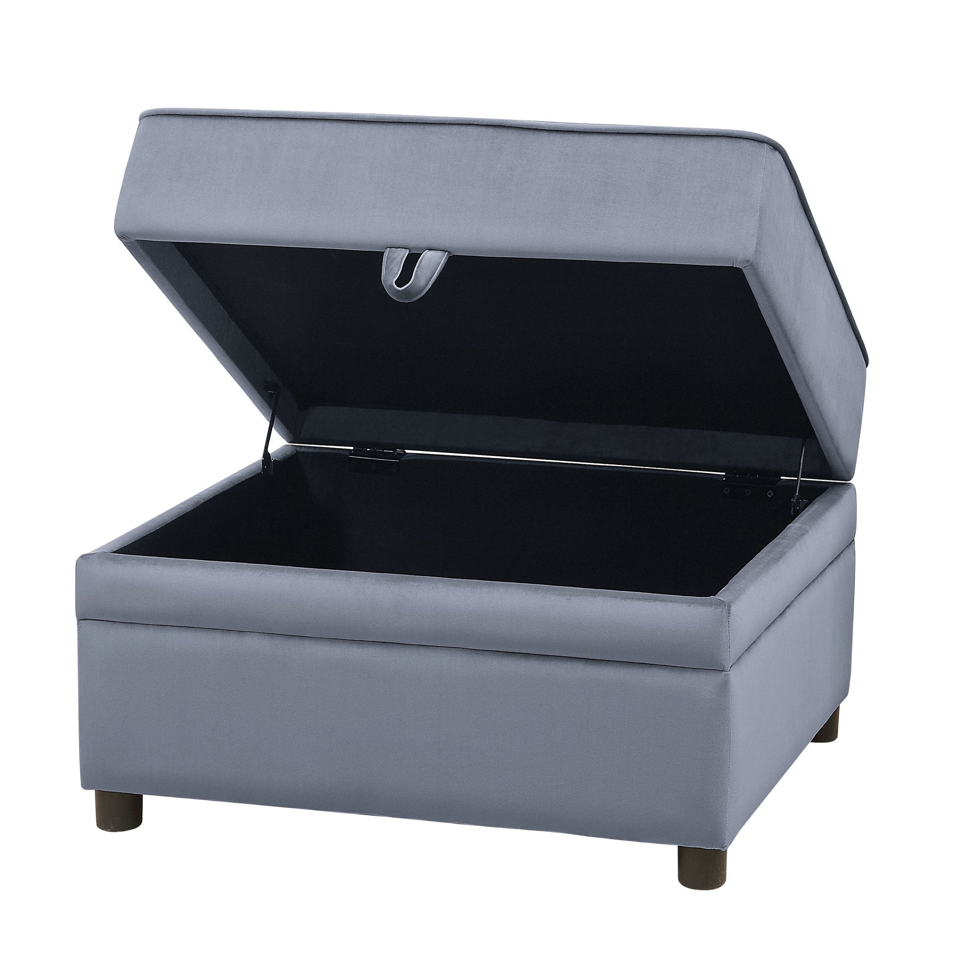 Grey Rectangle Storage Ottoman Wood Primary Living Space Grey Solid Pine With Storage Grey Velvet Backless Luxury Rectangle Armless Foam Velvet