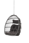 Outdoor Garden Rattan Egg Swing Chair Hanging Chair Sectional Dark Gray Uv Resistant Frame Water Resistant Cushion Garden & Outdoor Rattan