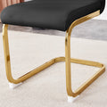 Table And Chair Set, Rock Plate Table Top, Gold Metal Table Legs, Stable And Beautiful, Suitable For Most Home Styles. Modern Simple Dining Table, Comfortable Seating. Black Gold Seats 6 Sintered Stone