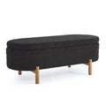 Ottoman Oval Storage Bench,Rubber Wood Leg,Black 46.