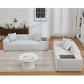 Arrived 2 Piece Boucle Cloud Sofa Set, Upholstered Sofa Set, Modern 3 Seater And 2 Seater Sofa With Mdf End Table For Living Room ,Apartment,3 2 Couch,Boucle, Light Gray Light Gray Polyester Primary Living Space Soft Tight Back Modern Square Arms Foam